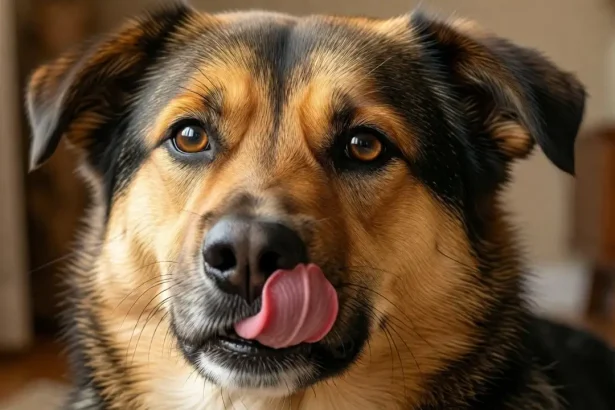 why do dogs lick their lips