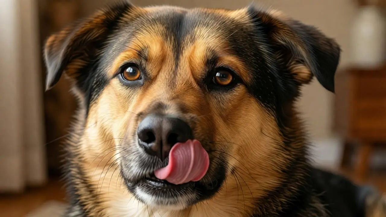 why do dogs lick their lips